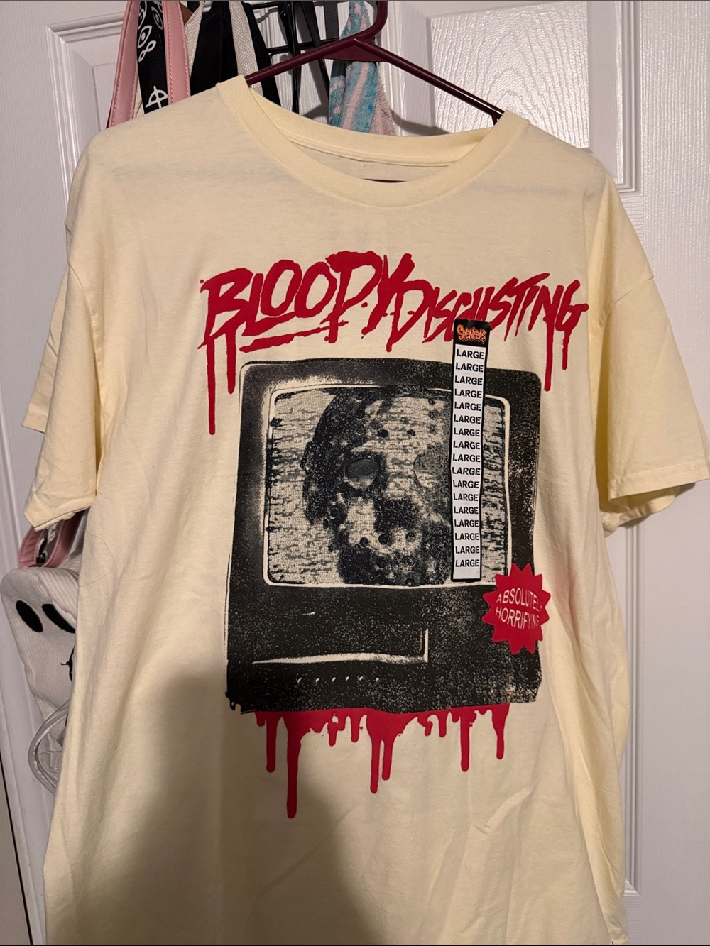 Graphic 'Bloody: Disgusting' Short Sleeve Tee - Pale Yellow